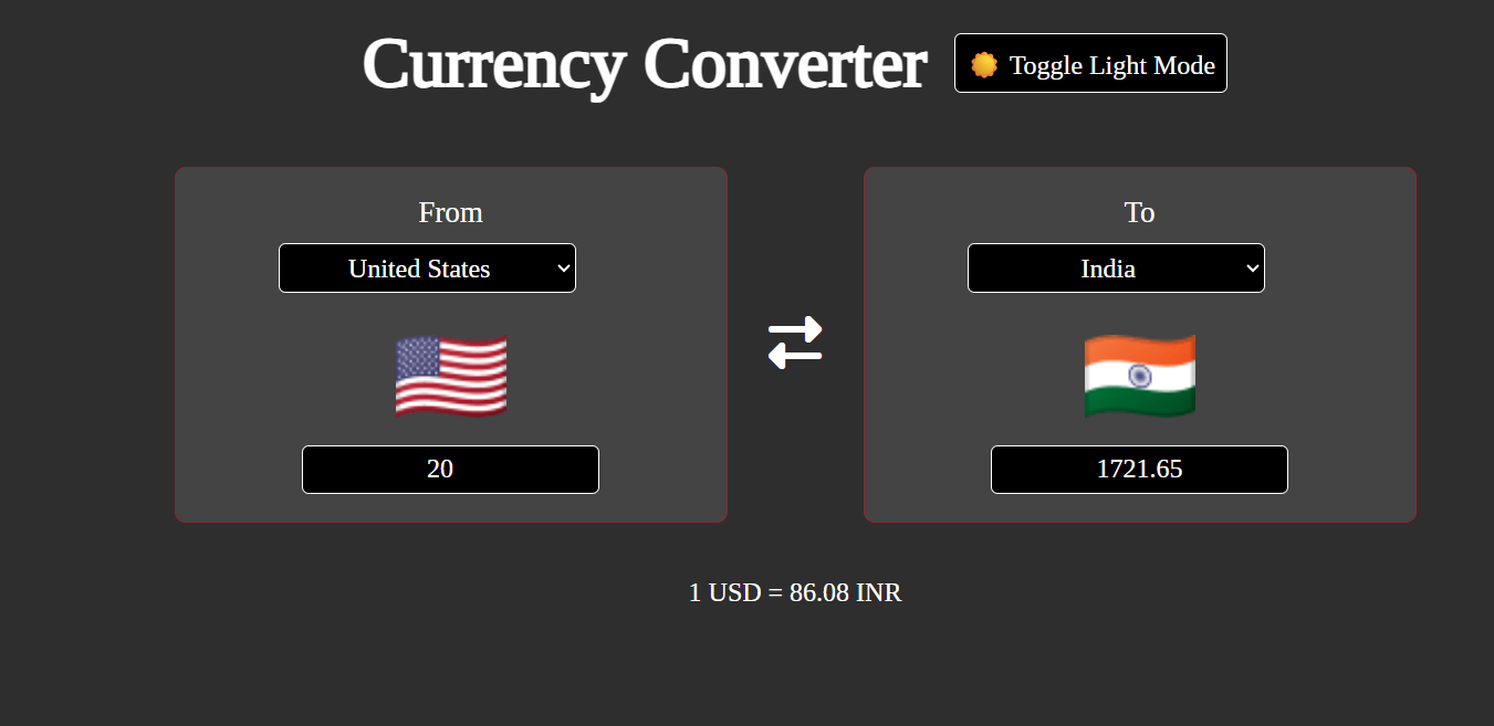Currency Converter Dark Mode
