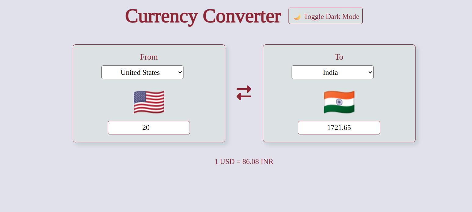 Currency Converter Light Mode